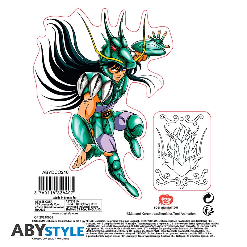 SAINT SEIYA - Stickers - 16x11cm/ 2 sheets - Pegasus/Shiryu